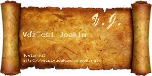 Vécsi Joakim névjegykártya